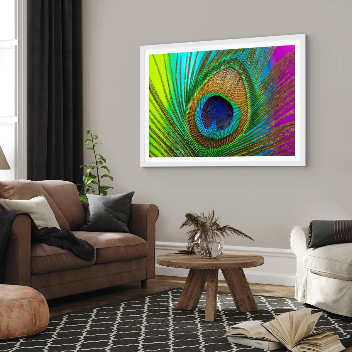 Póster en marco blanco - Cara a cara - 100x70 cm