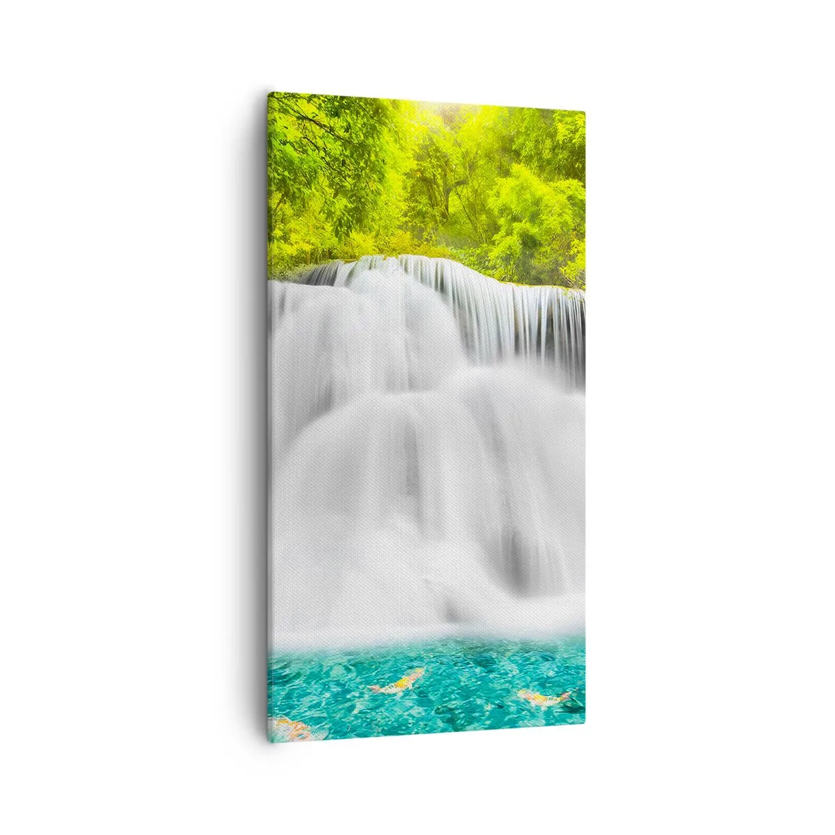 Cuadro sobre lienzo - Impresión de Imagen - Cascada espumosa, de verde a azul - 55x100 cm