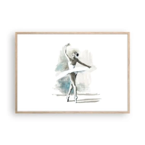 Póster en marco roble claro - Encantada por un cisne - 100x70 cm