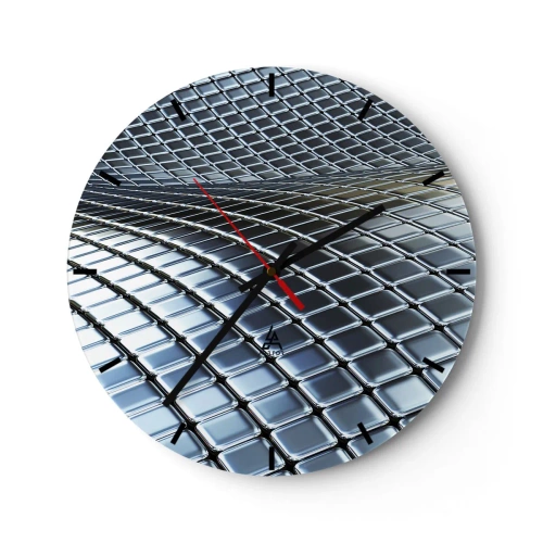 Reloj de pared - Reloj de vidrio - Ola de plata - 40x40 cm