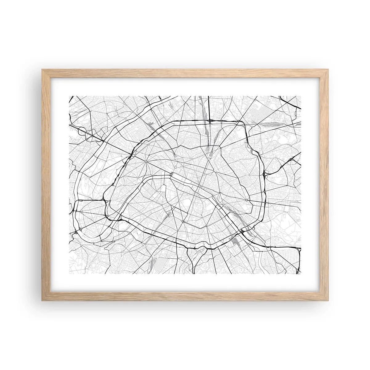 Póster en marco roble claro - Flor de París - 50x40 cm