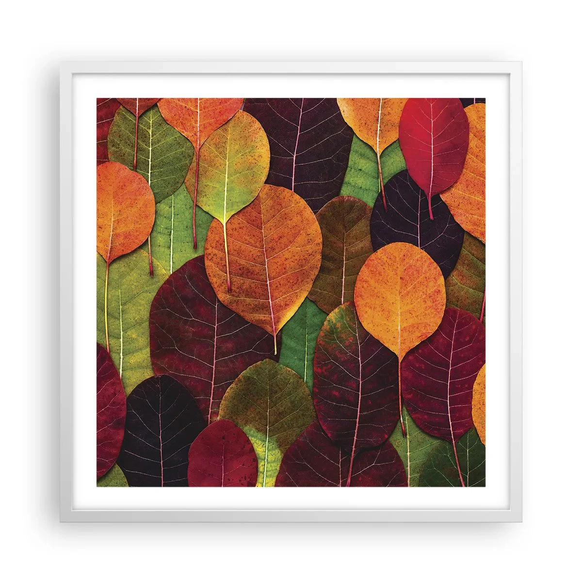 Póster en marco blanco - Mosaico de otoño - 60x60 cm