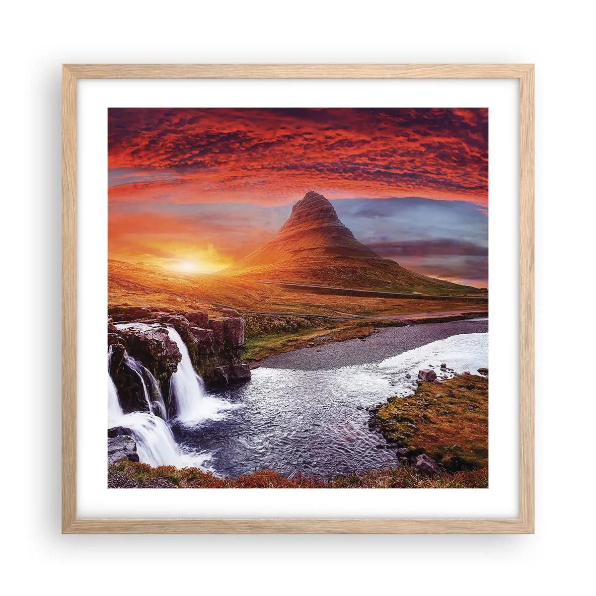 Póster en marco roble claro - Una vista de la Tierra Media - 50x50 cm