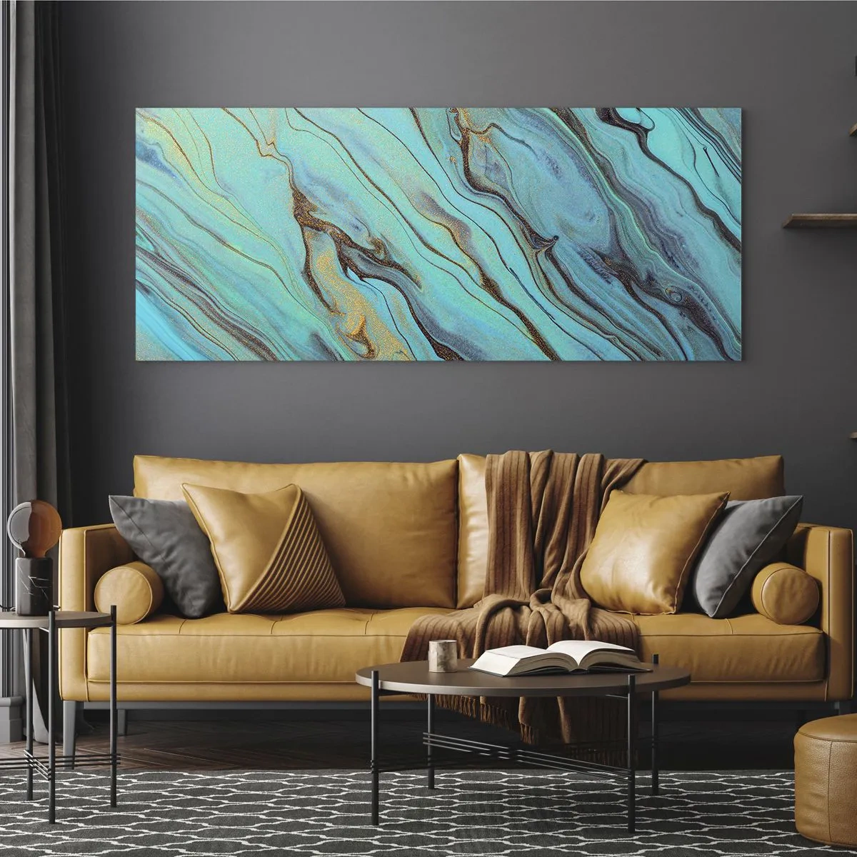Cuadro sobre vidrio - Impresiones sobre Vidrio - Marea turquesa - 100x40 cm