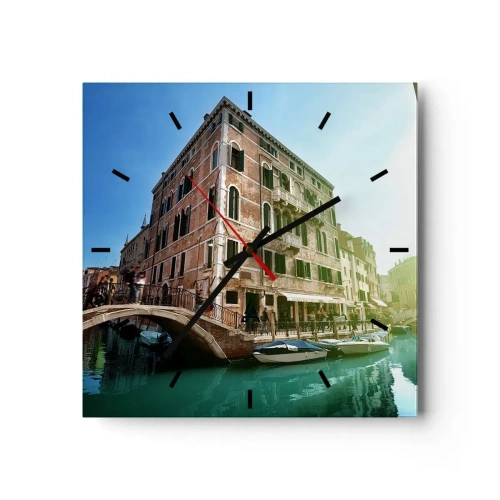 Reloj de pared - Reloj de vidrio - Venecia - Amore Mio - 40x40 cm