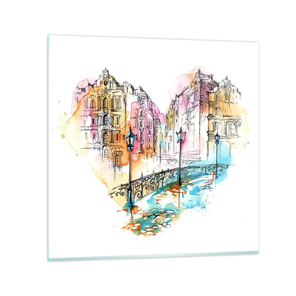 Cuadro sobre vidrio - Impresiones sobre Vidrio - El corazón de la ciudad - 60x60 cm