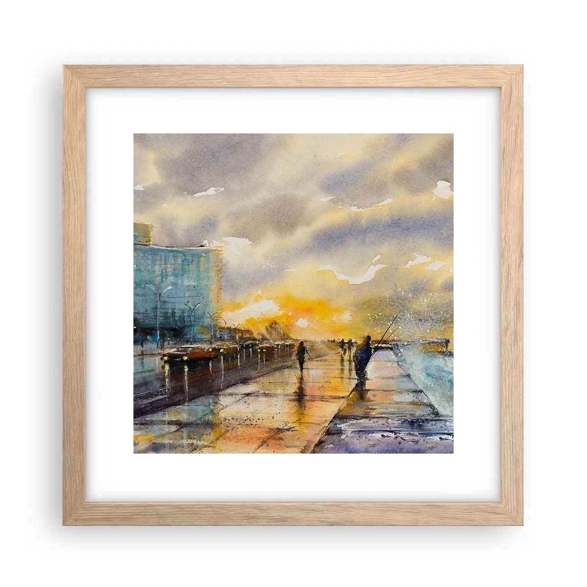 Póster en marco roble claro - Vida en la orilla - 30x30 cm