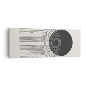 Cuadro sobre lienzo - Impresión de Imagen - Patrón abstracto con líneas y un círculo negro sobre un fondo claro - 140x50cm - Temblor y certeza - Decoración de pared moderna para salón y dormitorio ARTTOR