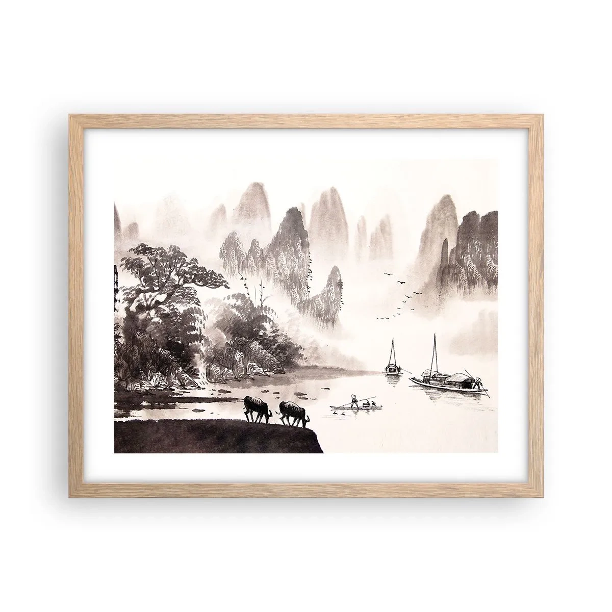 Póster en marco roble claro - La exótica vida cotidiana de Oriente - 50x40 cm