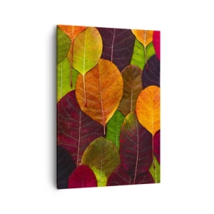 Cuadro sobre lienzo - Impresión de Imagen - Hojas coloridas dispuestas en un patrón otoñal. - 50x70cm - Mosaico de otoño - Decoración de pared moderna para salón y dormitorio ARTTOR