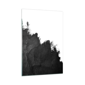 Cuadro sobre vidrio - Impresiones sobre Vidrio - Abstracción en blanco y negro con pinceladas contrastantes. - 70x100cm - Elementos: tierra - Decoración de pared moderna para salón y dormitorio ARTTOR