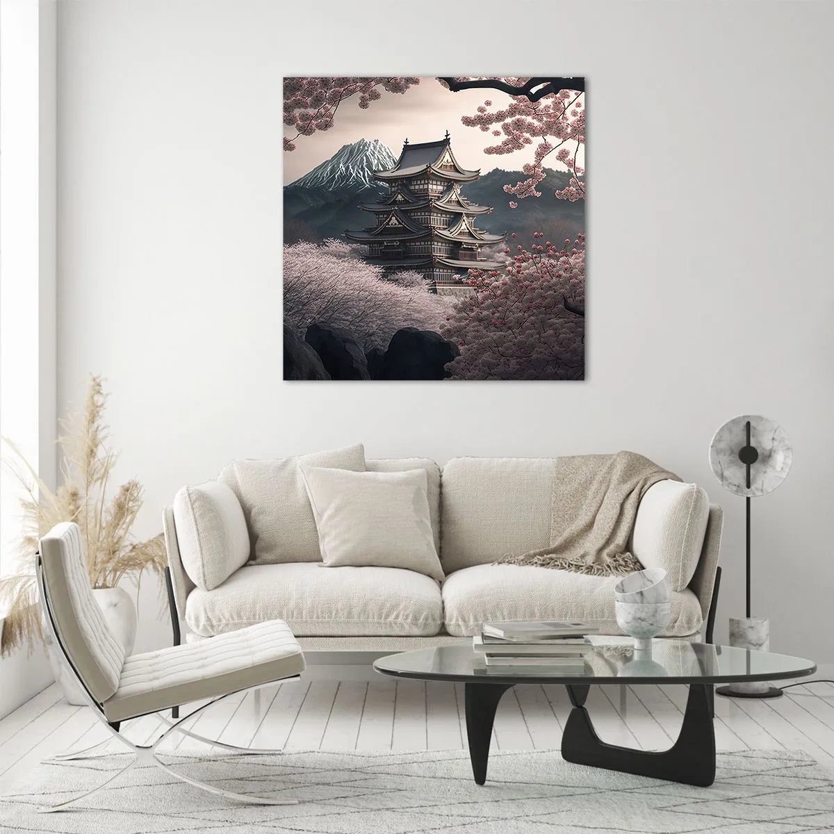 Cuadro sobre vidrio - Impresiones sobre Vidrio - Tierra de cerezos en flor - 60x60 cm