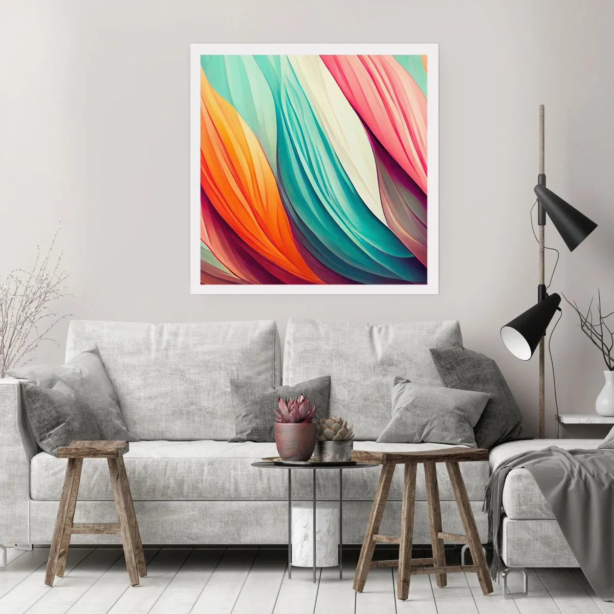Póster - Tejido arco iris - 40x40 cm