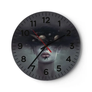Reloj de pared - Reloj de vidrio - Y los planetas sienten... - 30x30 cm