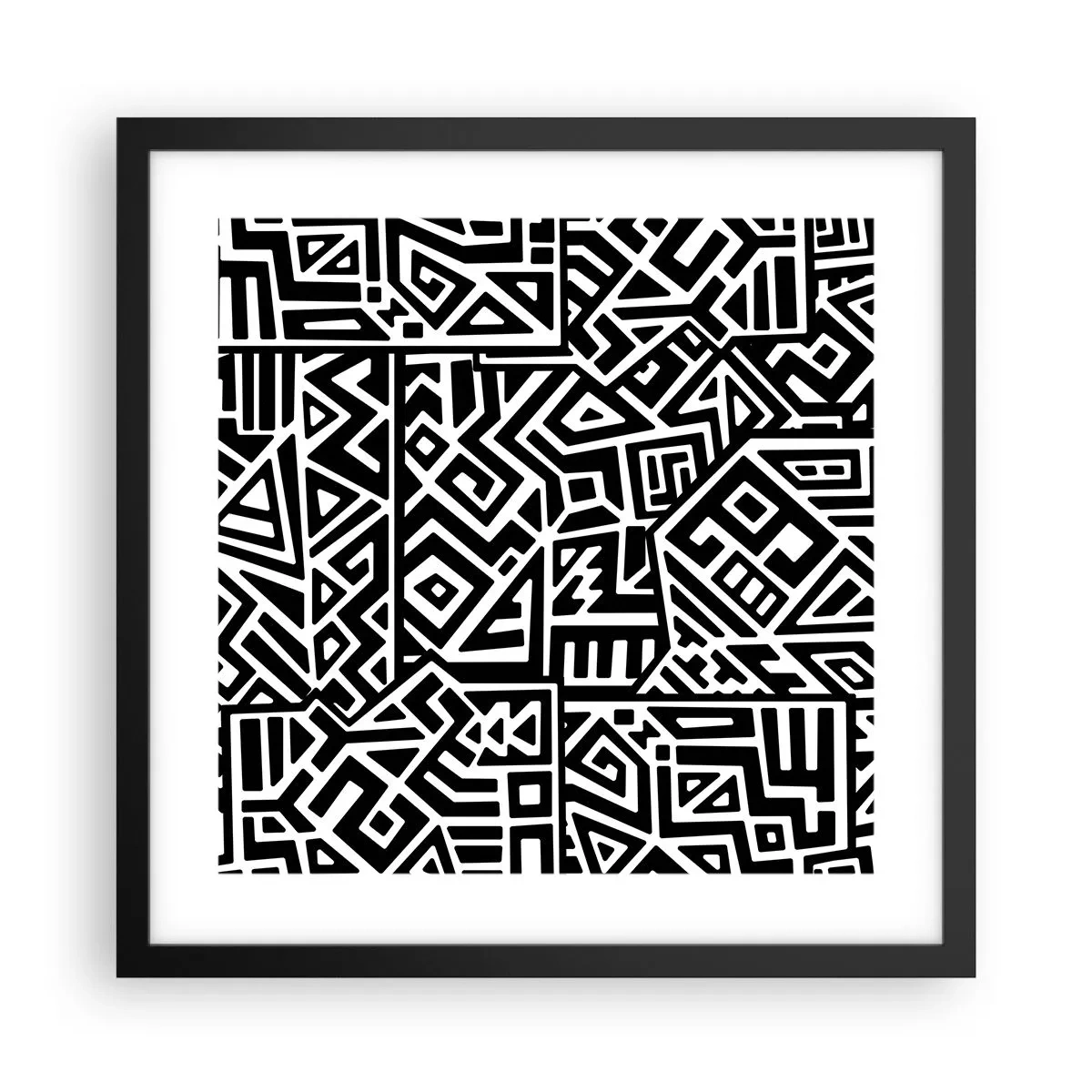 Póster en marco negro - Composición precolombina - 40x40 cm