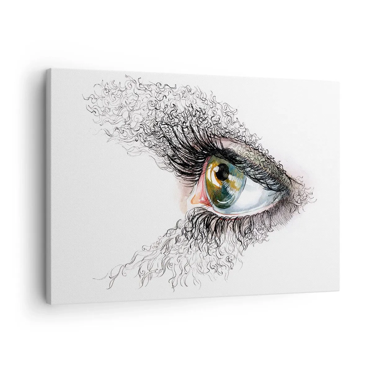 Cuadro sobre lienzo - Impresión de Imagen - Un ojo artístico con un iris de color verde amarillento y detalles intrincados. - 70x50cm - Mira directamente a tu alma - Decoración de pared moderna para salón y dormitorio ARTTOR