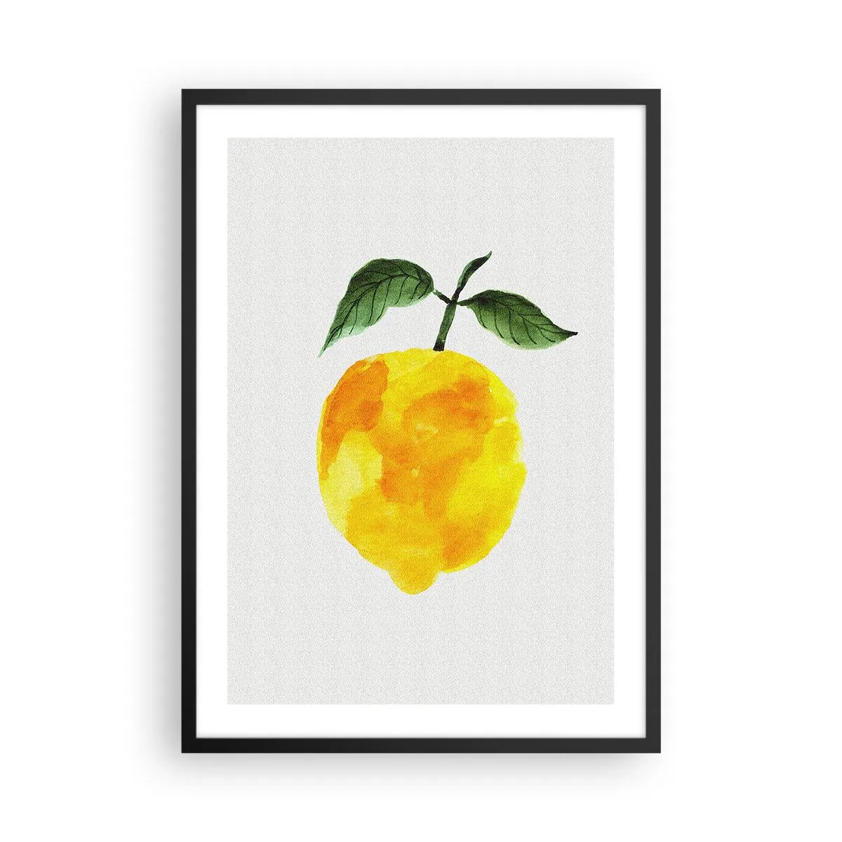 Póster en marco negro - Ilustración de acuarela de un limón con hojas sobre un fondo claro. - 50x70cm - Cómo conocer el sabor del sol - Decoración de pared moderna para salón y dormitorio ARTTOR