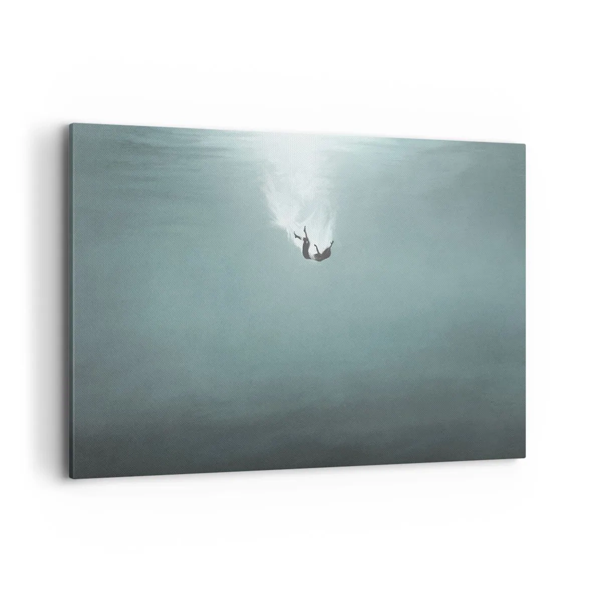 Cuadro sobre lienzo - Impresión de Imagen - Una figura sumergida en aguas turquesas profundas. - 120x80cm - En el abrazo del océano - Decoración de pared moderna para salón y dormitorio ARTTOR