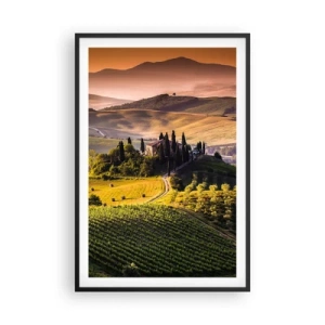 Póster en marco negro - Paisaje toscano - 61x91 cm