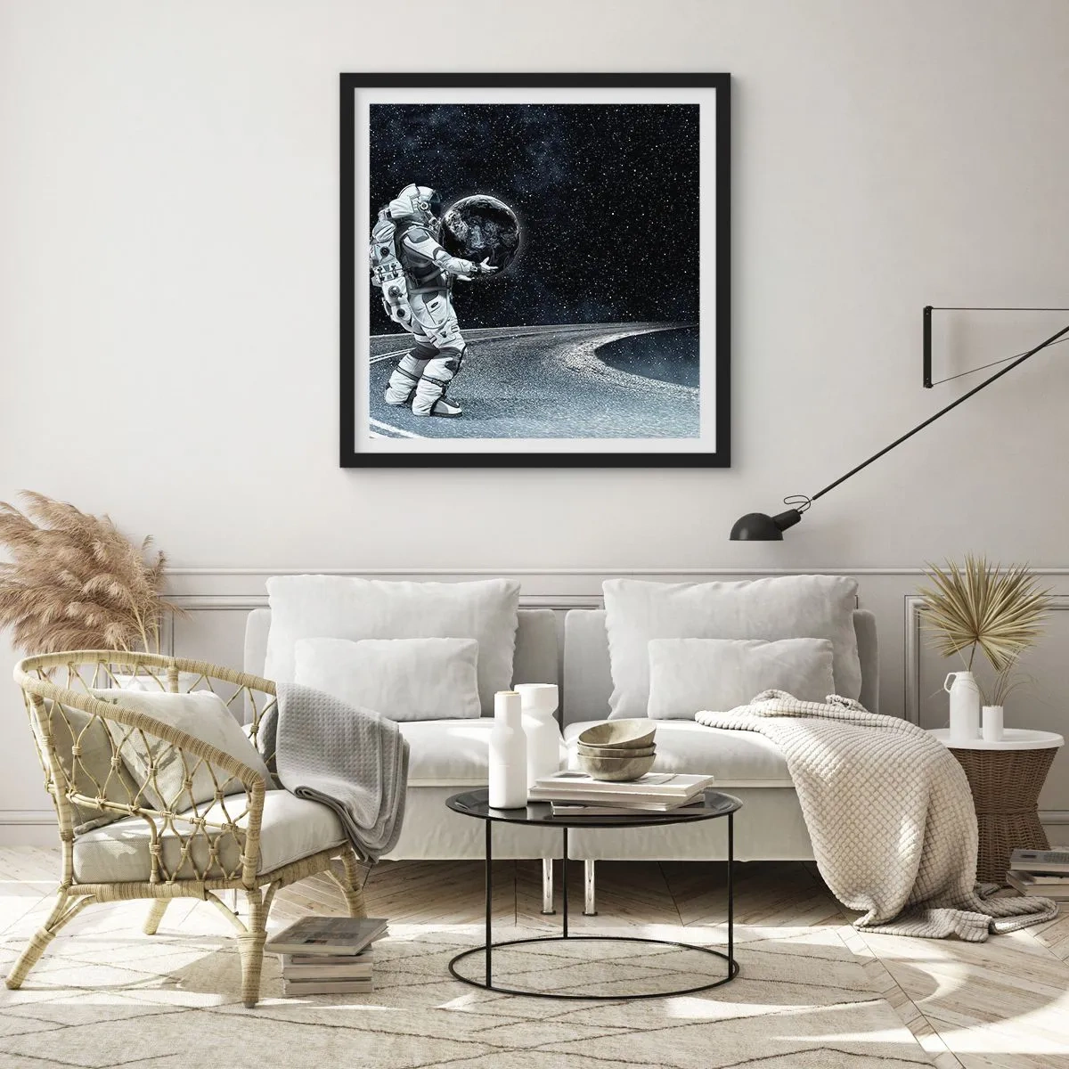 Póster en marco negro - En la Vía Láctea - 30x30 cm