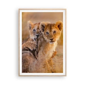 Póster en marco roble claro - ¡No molestar! Nos estamos divirtiendo - 70x100 cm