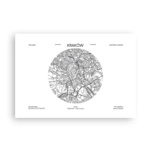 Póster - Un mapa de Cracovia en estilo minimalista - 100x70cm - Anatomía de Cracovia - Decoración de pared moderna para salón y dormitorio ARTTOR
