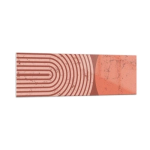 Cuadro sobre vidrio - Impresiones sobre Vidrio - Patrones geométricos en tonos terracota sobre un fondo vintage. - 160x50cm - Estrecha relación - Decoración de pared moderna para salón y dormitorio ARTTOR