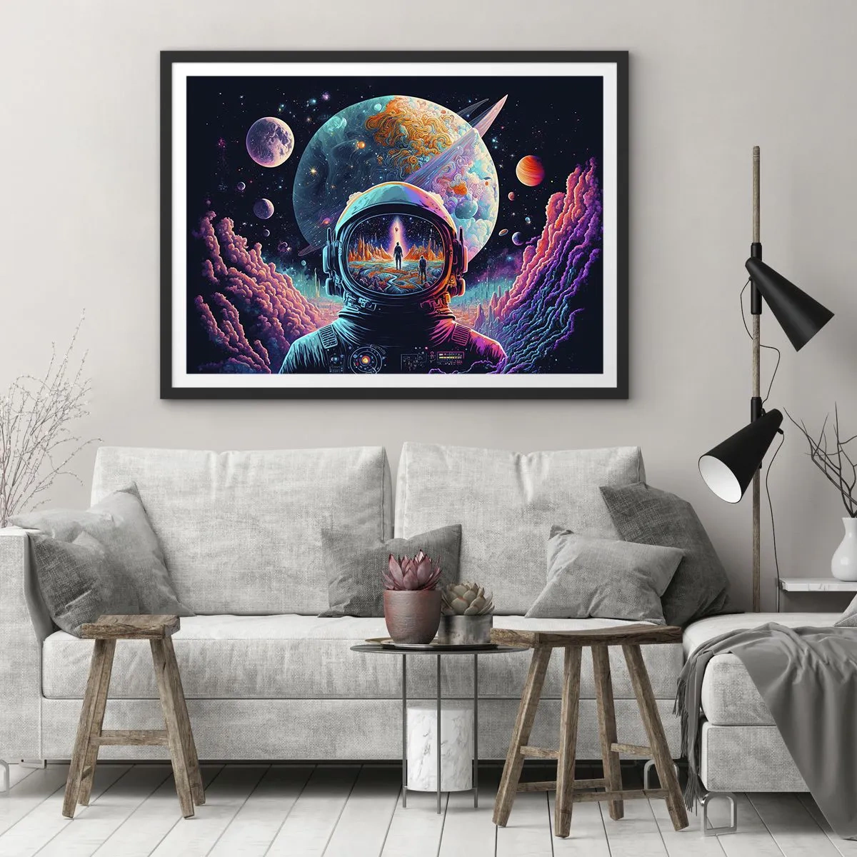 Póster en marco negro - Sueños de niño - 40x30 cm