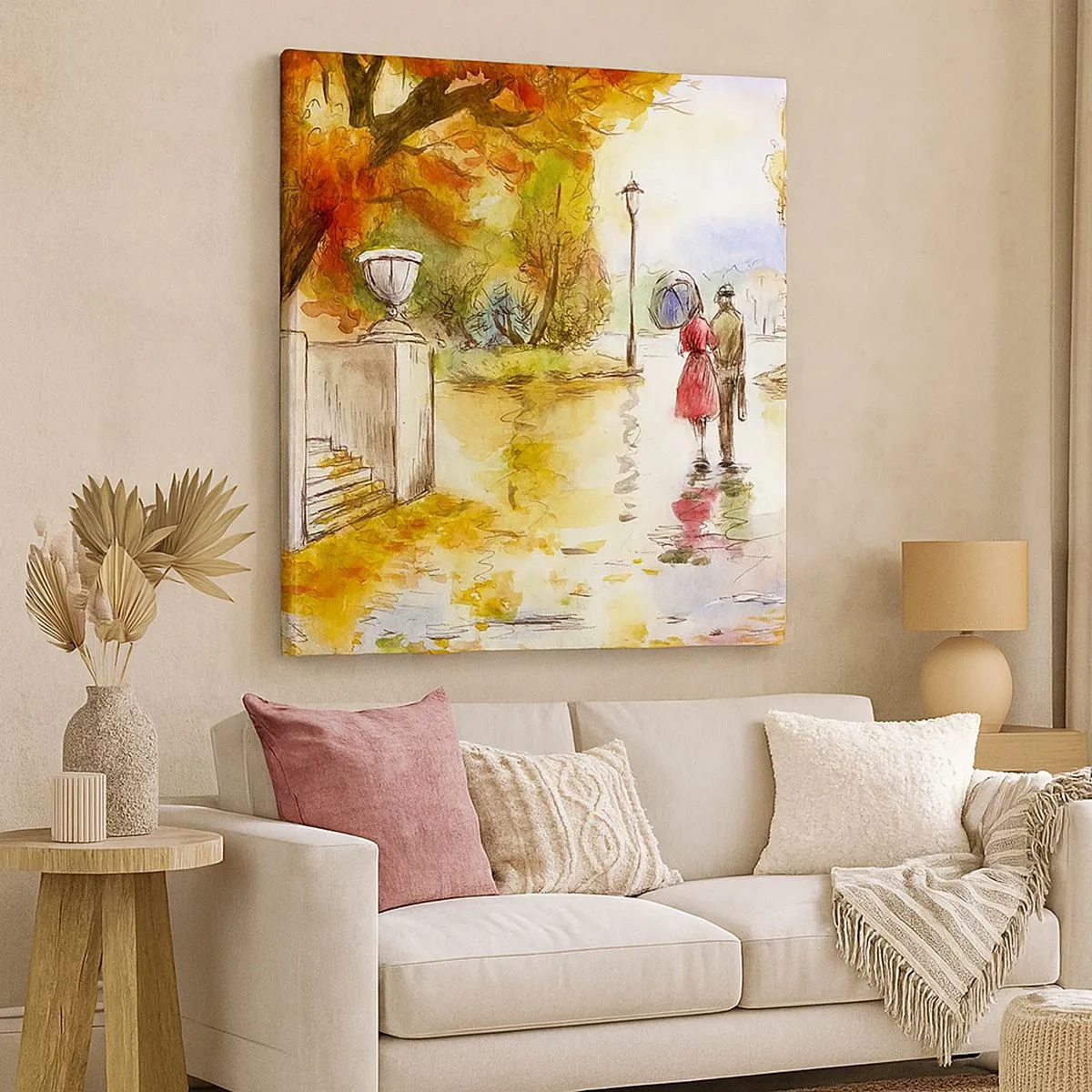 Cuadro sobre lienzo - Impresión de Imagen - Un otoño romántico en el parque - 30x30 cm