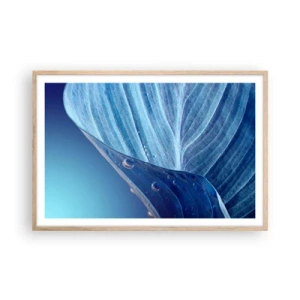 Póster en marco roble claro - Gotas ocultas de azul - 91x61 cm