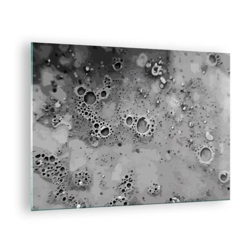 Cuadro sobre vidrio - Impresiones sobre Vidrio - Un patrón abstracto que se asemeja a la superficie de la luna en tonos de gris. - 70x50cm - Como un paisaje lunar - Decoración de pared moderna para salón y dormitorio ARTTOR