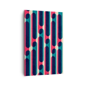 Cuadro sobre lienzo - Impresión de Imagen - Patrón geométrico retro con colores pastel. - 80x120cm - Profundidad y relieve - Decoración de pared moderna para salón y dormitorio ARTTOR