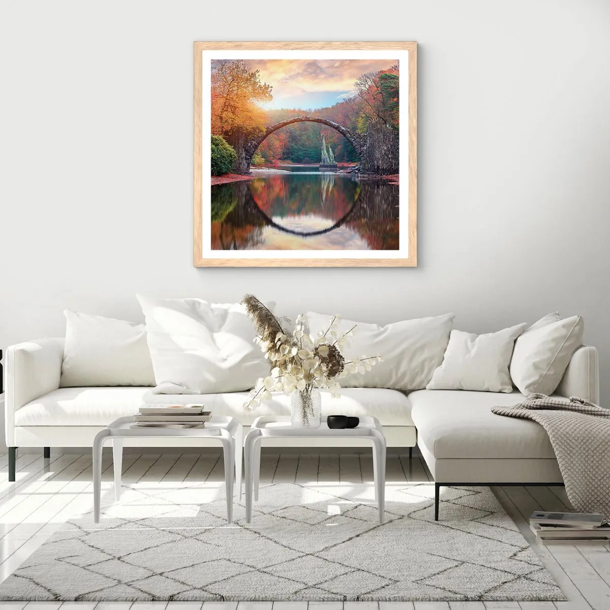Póster en marco roble claro - Al otro lado del espejo - 40x40 cm