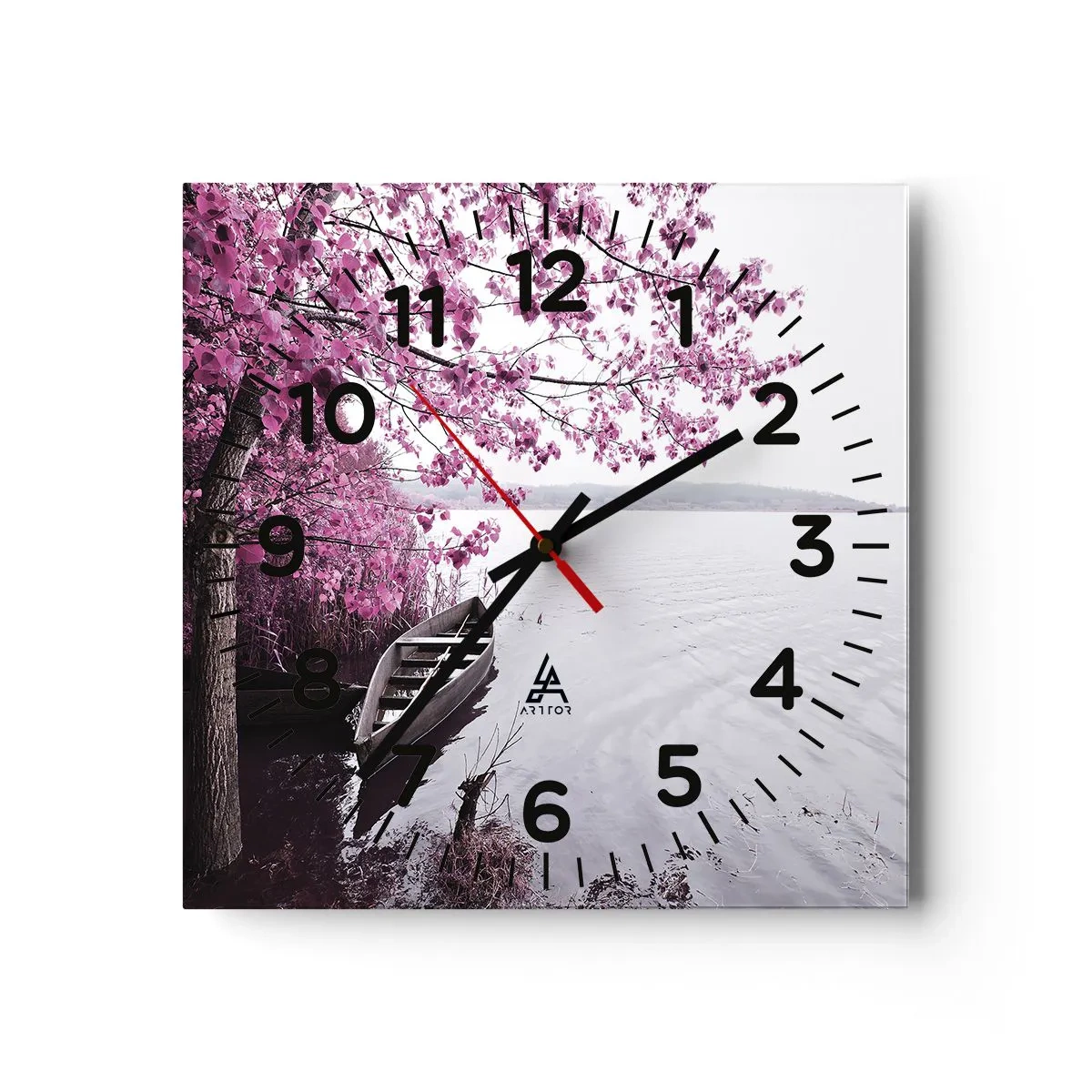 Reloj de pared - Reloj de vidrio - En el silencio rosa - 30x30 cm