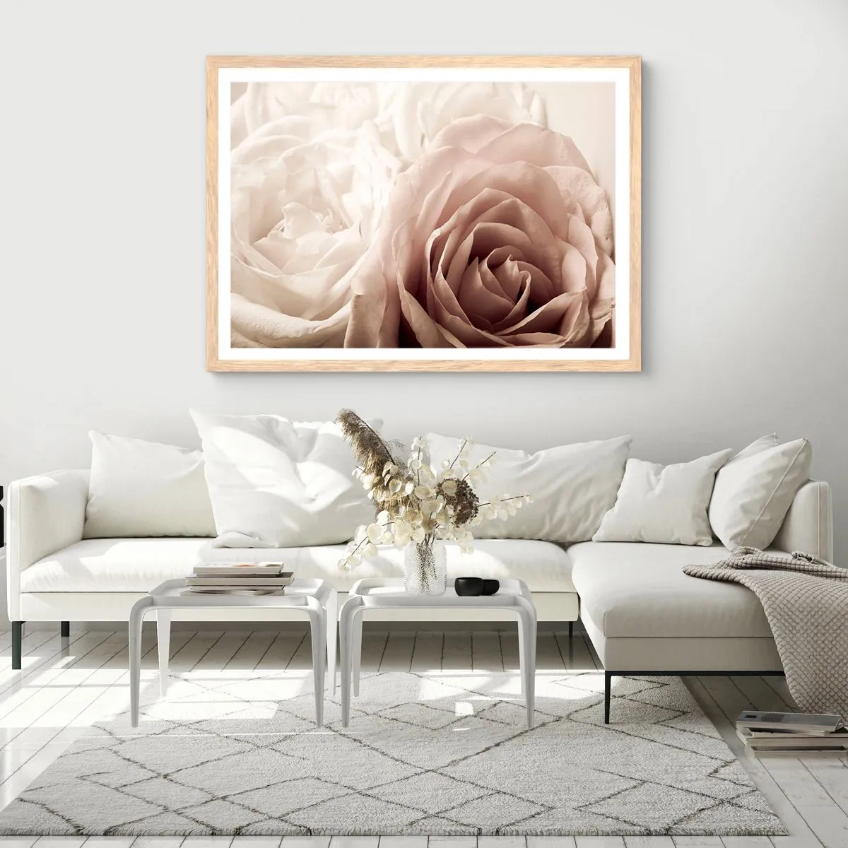 Póster en marco roble claro - En el corazón de una rosa - 91x61 cm
