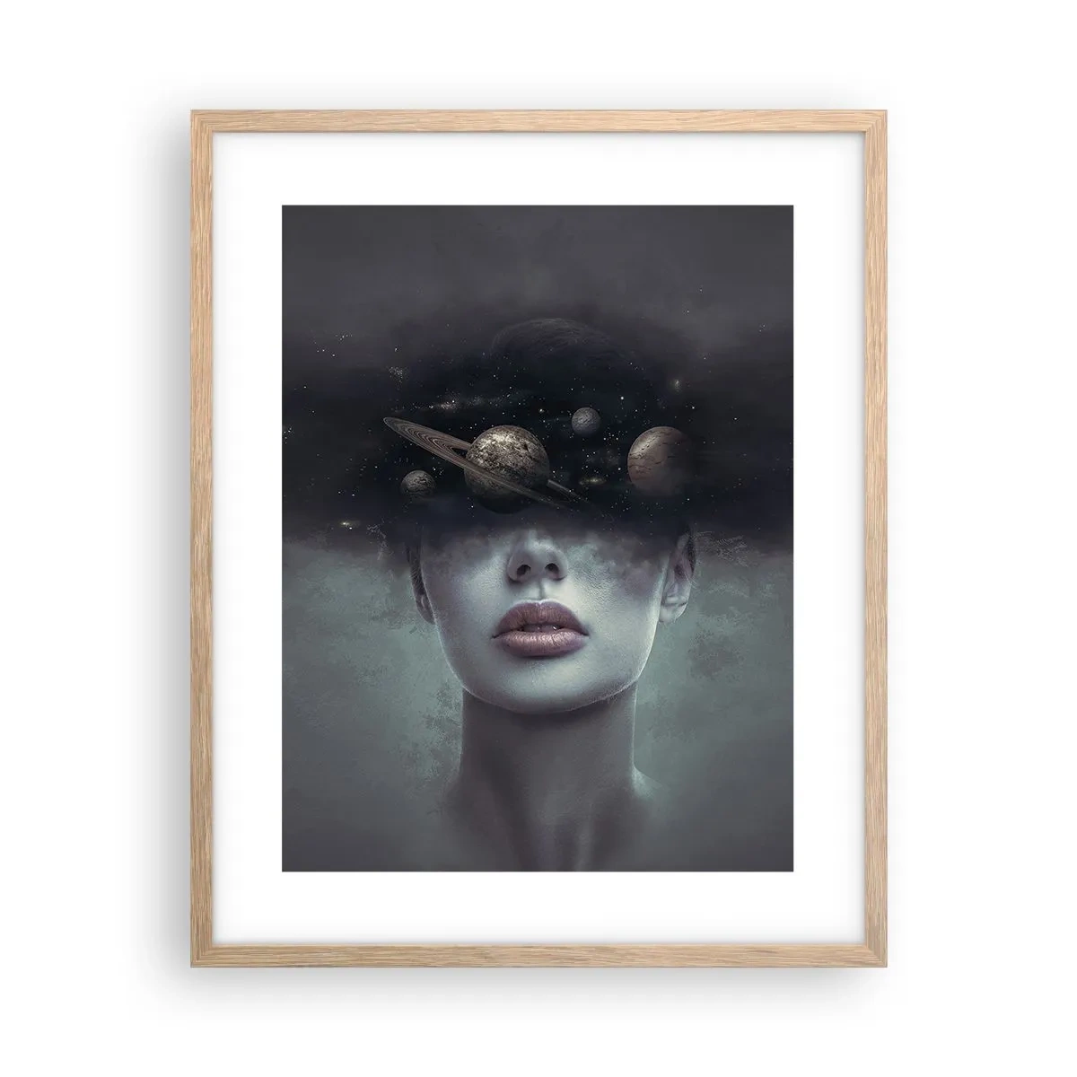 Póster en marco roble claro - Y los planetas sienten... - 40x50 cm
