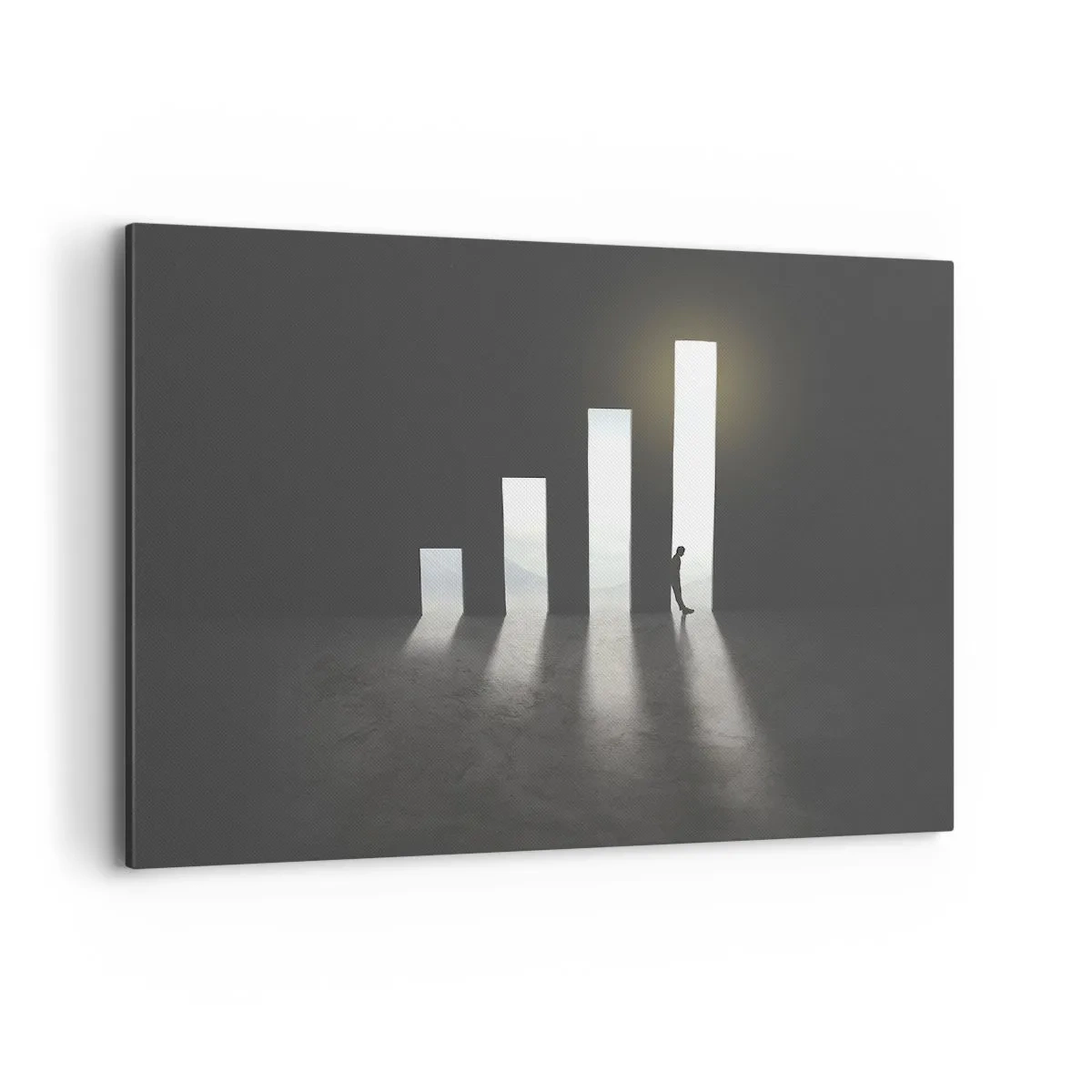 Cuadro sobre lienzo - Impresión de Imagen - Crecimiento simbólico en forma de pasajes iluminados por la luz. - 100x70cm - El camino del éxito - Decoración de pared moderna para salón y dormitorio ARTTOR