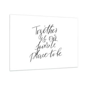 Cuadro sobre vidrio - Impresiones sobre Vidrio - Inscripción caligráfica minimalista sobre fondo blanco. - 100x70cm - ¿Tú también lo sientes? - Decoración de pared moderna para salón y dormitorio ARTTOR