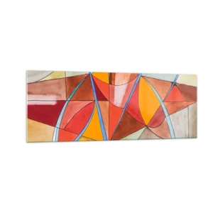 Cuadro sobre vidrio - Impresiones sobre Vidrio - Una composición abstracta en vivos colores geométricos. - 140x50cm - Carrusel de sueños - Decoración de pared moderna para salón y dormitorio ARTTOR