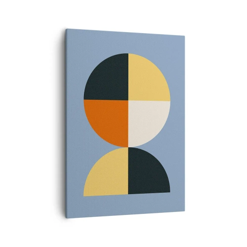 Cuadro sobre lienzo - Impresión de Imagen - Círculos geométricos sobre un fondo azul. - 50x70cm - Mira y cuenta - Decoración de pared moderna para salón y dormitorio ARTTOR