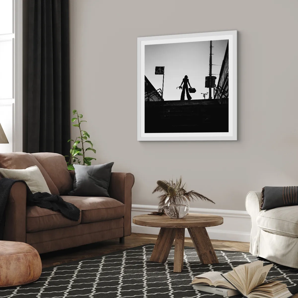 Póster en marco blanco - Paseo urbano - 50x50 cm