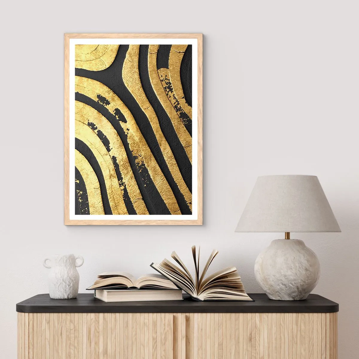 Póster en marco roble claro - Todo fluye - 70x100 cm