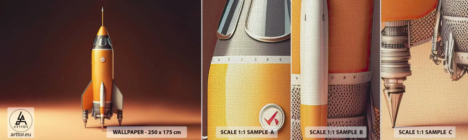 Muestra de fotomural Premium Canvas - Comienza con un sueño - un cohete espacial, Lápiz, Ciencia - 100x30 cm