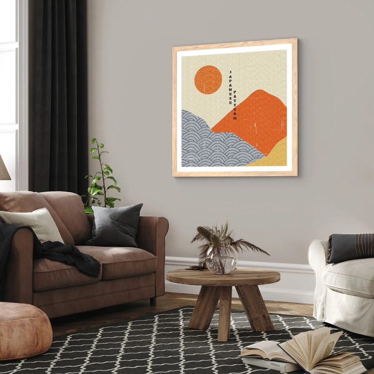 Póster en marco roble claro - En el espíritu japonés - 40x40 cm
