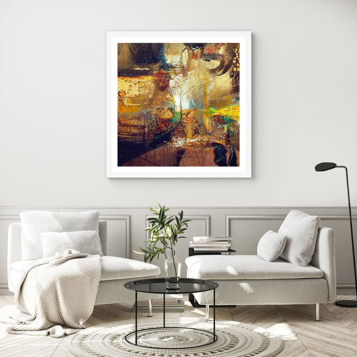 Póster en marco blanco - Frío, templado, caliente - 60x60 cm