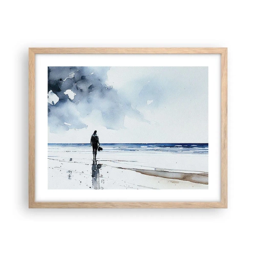 Póster en marco roble claro - Conversación con el mar - 50x40 cm