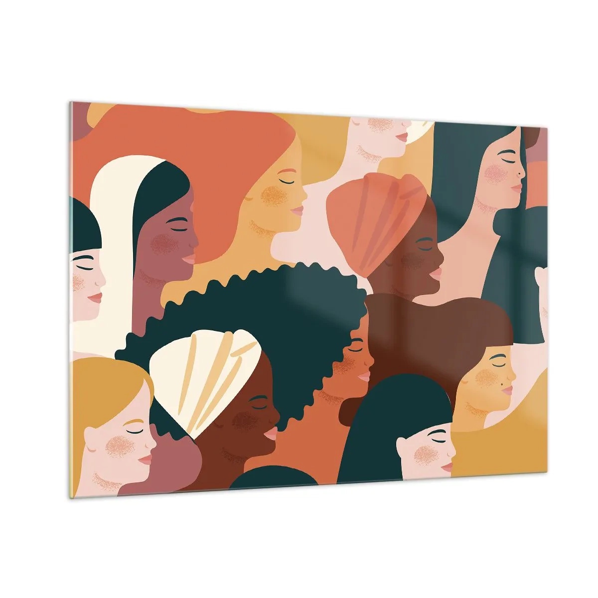 Cuadro sobre vidrio - Impresiones sobre Vidrio - Ilustración elegante de diversas siluetas femeninas. - 100x70cm - La feminidad - Decoración de pared moderna para salón y dormitorio ARTTOR