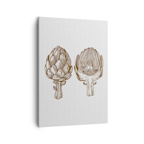 Cuadro sobre lienzo - Impresión de Imagen - Dibujo artístico vintage de una alcachofa - 50x70cm - Lección de anatomía - Decoración de pared moderna para salón y dormitorio ARTTOR