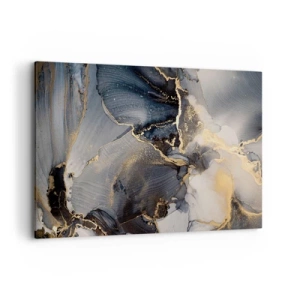 Cuadro sobre lienzo - Impresión de Imagen - Oro abstracto y gris sobre lienzo - 120x80cm - La vida de una piedra - Decoración de pared moderna para salón y dormitorio ARTTOR