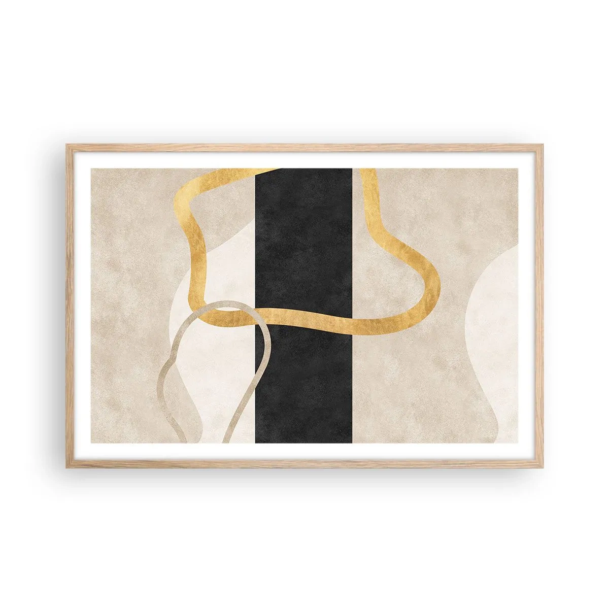 Póster en marco roble claro - Formas en bucle - 91x61 cm